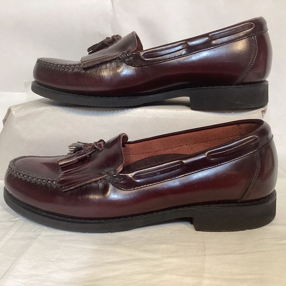 Rockport Burgundy Men’s Leather Tassel Loafers Size 9 - Picture 3 of 11